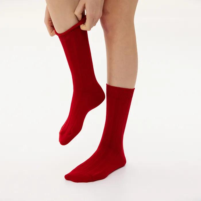 Flamingo Cotton Rib Socks (Brown/Ivory/Red)