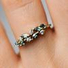 Xiaoxiangfeng Women'S Ring Copper Material Olive Green Zircon Fashion Diamond Wedding Ring Colorful Treasure