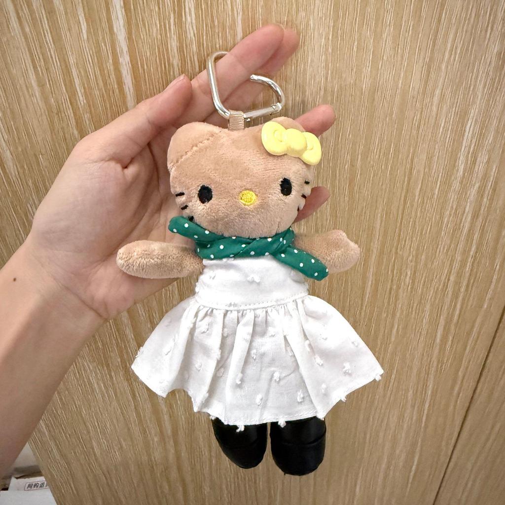 Cute Long-Legged Kitty Plush Pendant with Changeable Skirt - Ins Style Doll Keychain for Backpacks