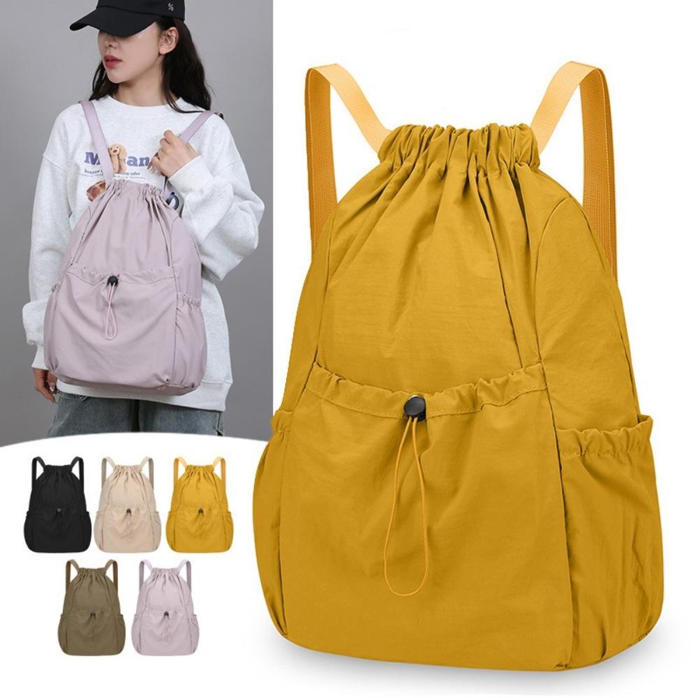 

Korean Style Drawstring Backpack Solid Color Student Schoolbag Casual Travel Backpack Sports фіолетовий