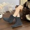 Women's soft elastic thick sole winter fur one warm cold padded snow boots non-slip wear casual sports cotton boots