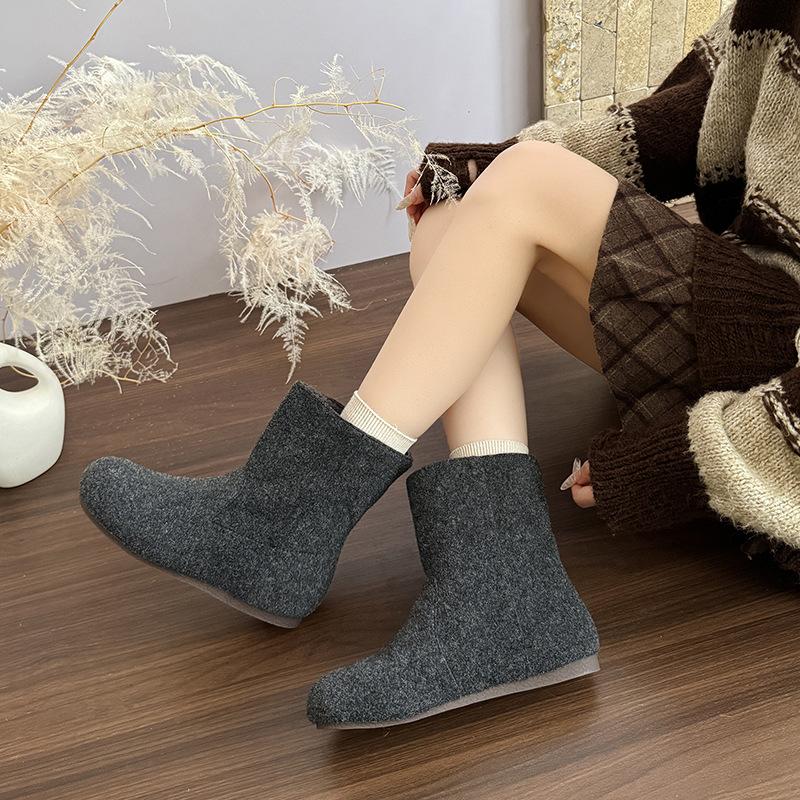 Women's soft elastic thick sole winter fur one warm cold padded snow boots non-slip wear casual sports cotton boots