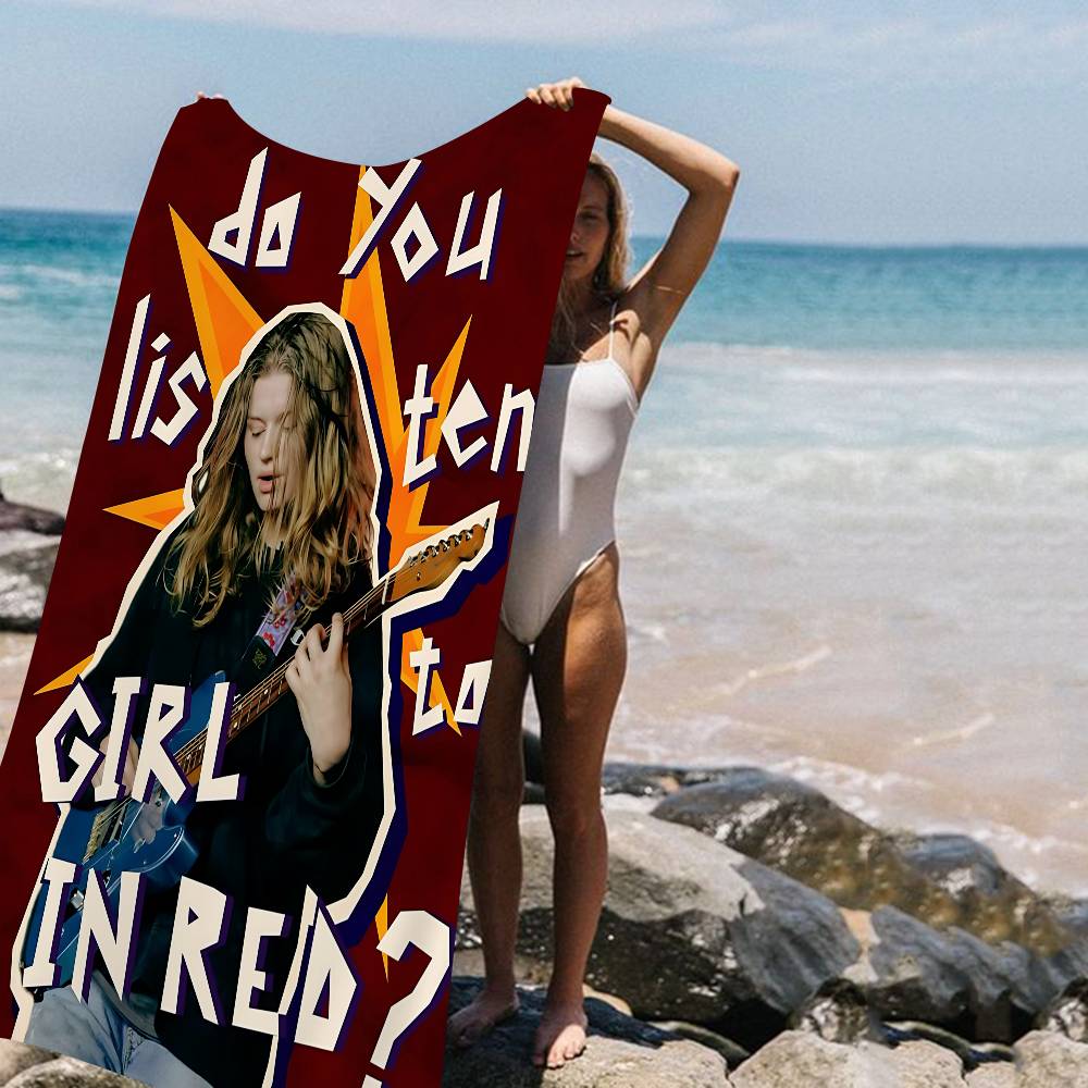 

G-Girl In R-Red Singer Microfiber Printed Beach Towel Mountain Climbing Yoga Beach Swimming Running Absorbent Soft Towel W30*H60(CM)
