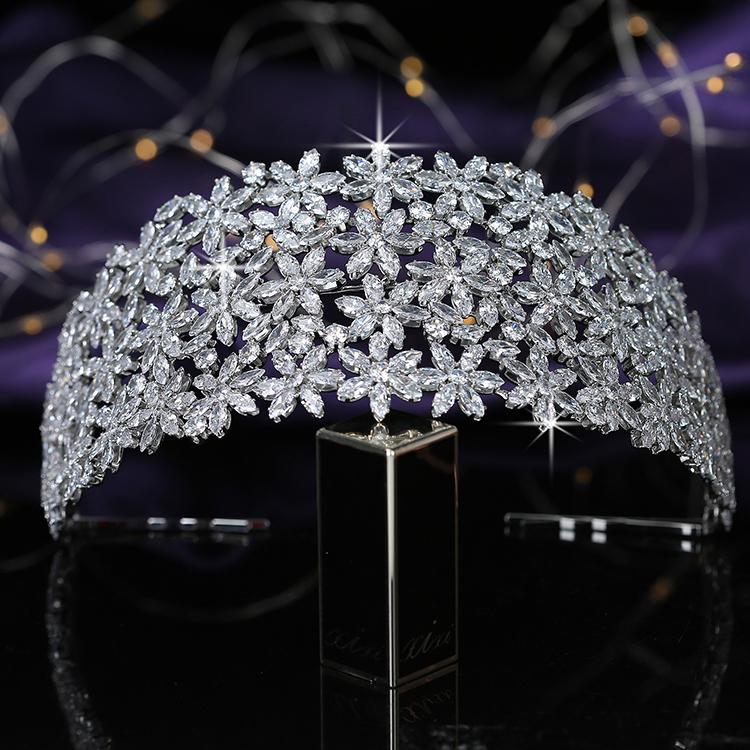 Crown Headband Flowers Design Temperament Women Wedding Bridal Hair Accessories Party Tiaras and Crowns Zircon BC5460 Corona