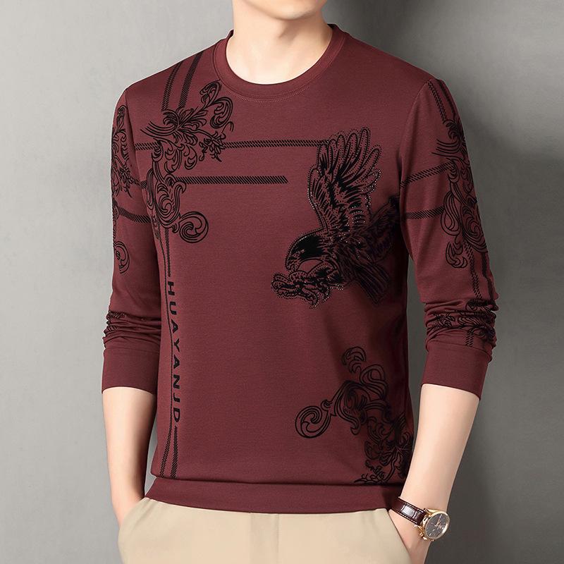 Herr 2025 Rundhals Långärmad Fleece Sweatshirt - Ledig Lös Passform för Höst/Vinter