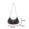 Vintage Y2k Rivet Belt Design Women Pu Shoulder Bags Solid Color Ladies Crossbody Bag Casual Female Hobos Handbags Purse