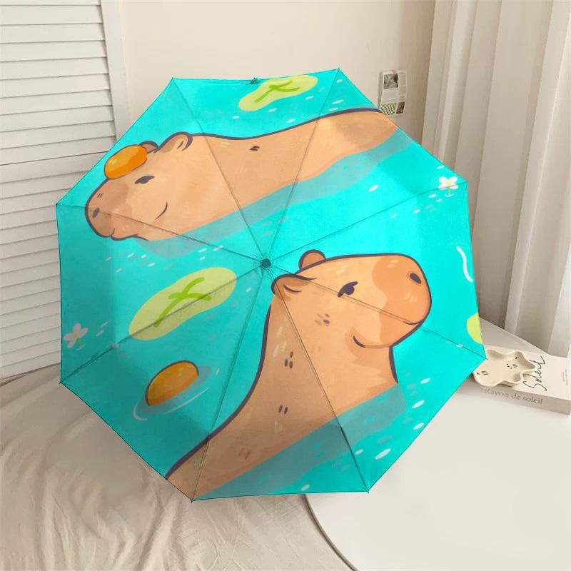 1pc Capybara Orange Pattern Umbrella Design Automatic Opening and Closing Umbrella, High-quality Travel Umbrella,  c1128005