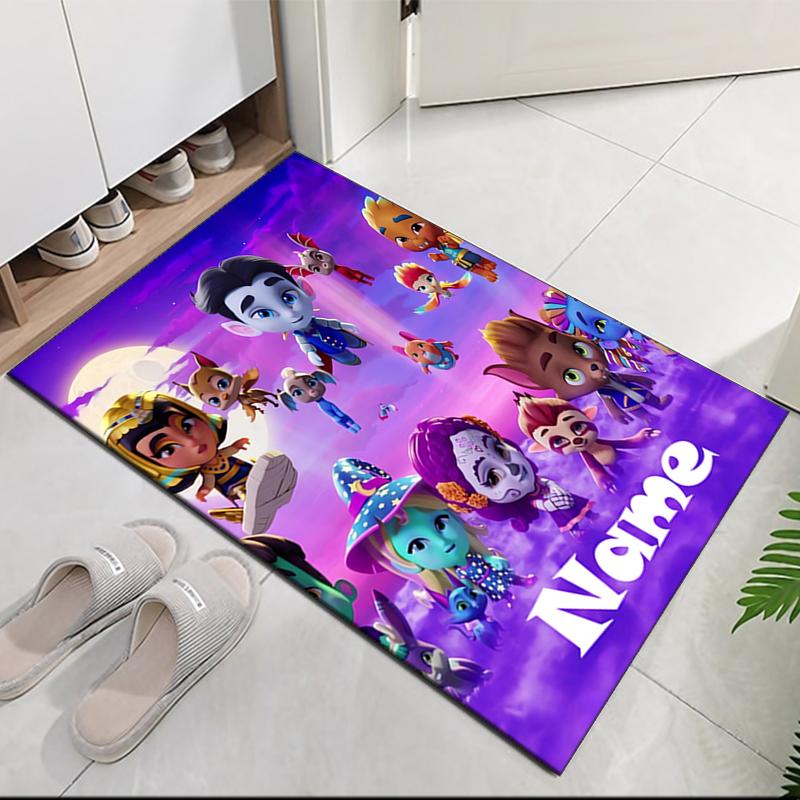Custom Name Super Monsters Printed Carpet, for Office Chair Living Room Bedroom Kitchen Room Decor Gifts.