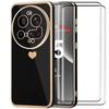 Coque de protection - Xiaomi - 15 Ultra - Souple TPU Noir - Motif Cœur - 2 Verres Trempés