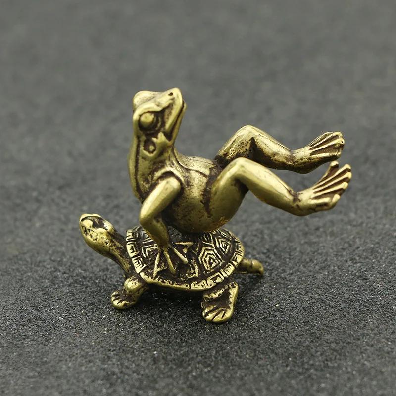 Retro Brass Tortoise Frog Miniature Statue Desk Decoration Decoration Home Decoration Bronze Sculpture