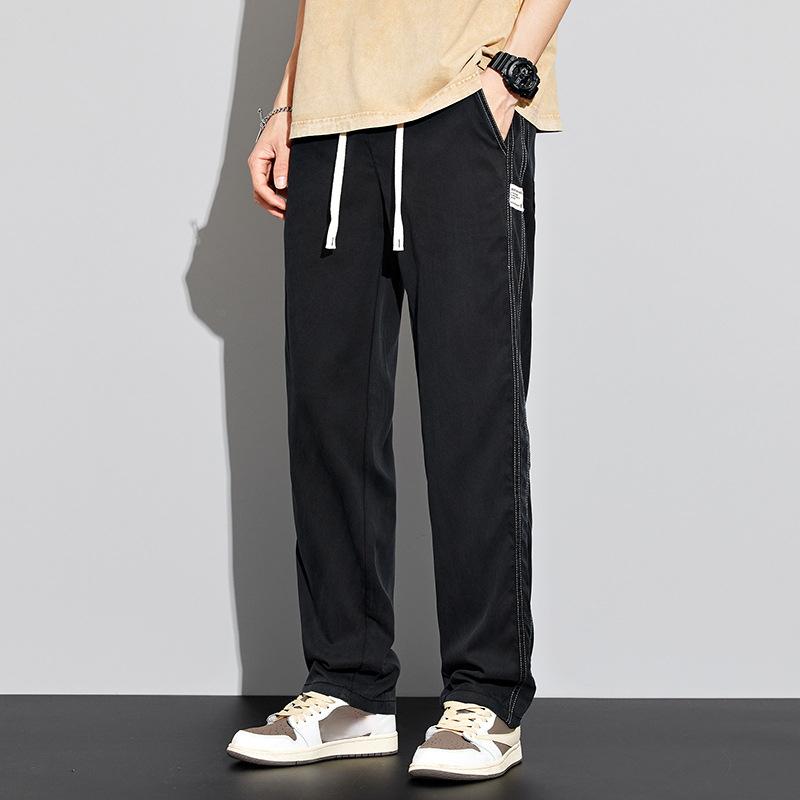 

Брюки Популярные эластичные брюки Низ Мужские брюки Спортивные штаны на шнуровке с драпировкой для занятий спортом M чёрный