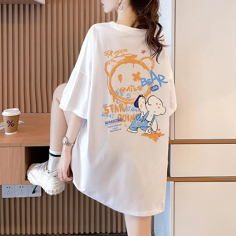 

Футболки из чистого хлопка для женщин 2025 года, летние забавные мультяшные принты в стиле хип-хоп, повседневные футболки в стиле Харадзюку, свободные, с коротким рукавом, черные, y2k Топы XXL белый