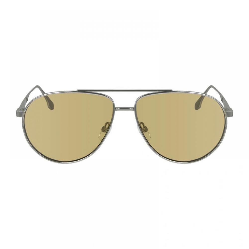 Victoria Beckham Sunglasses Aviator Full Rim  Silver Frame And Brown Lens Grey