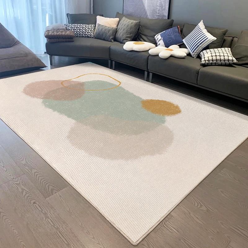 Moderne minimalistisk geometrisk gulvmatte i nøytrale toner for stue eller soverom