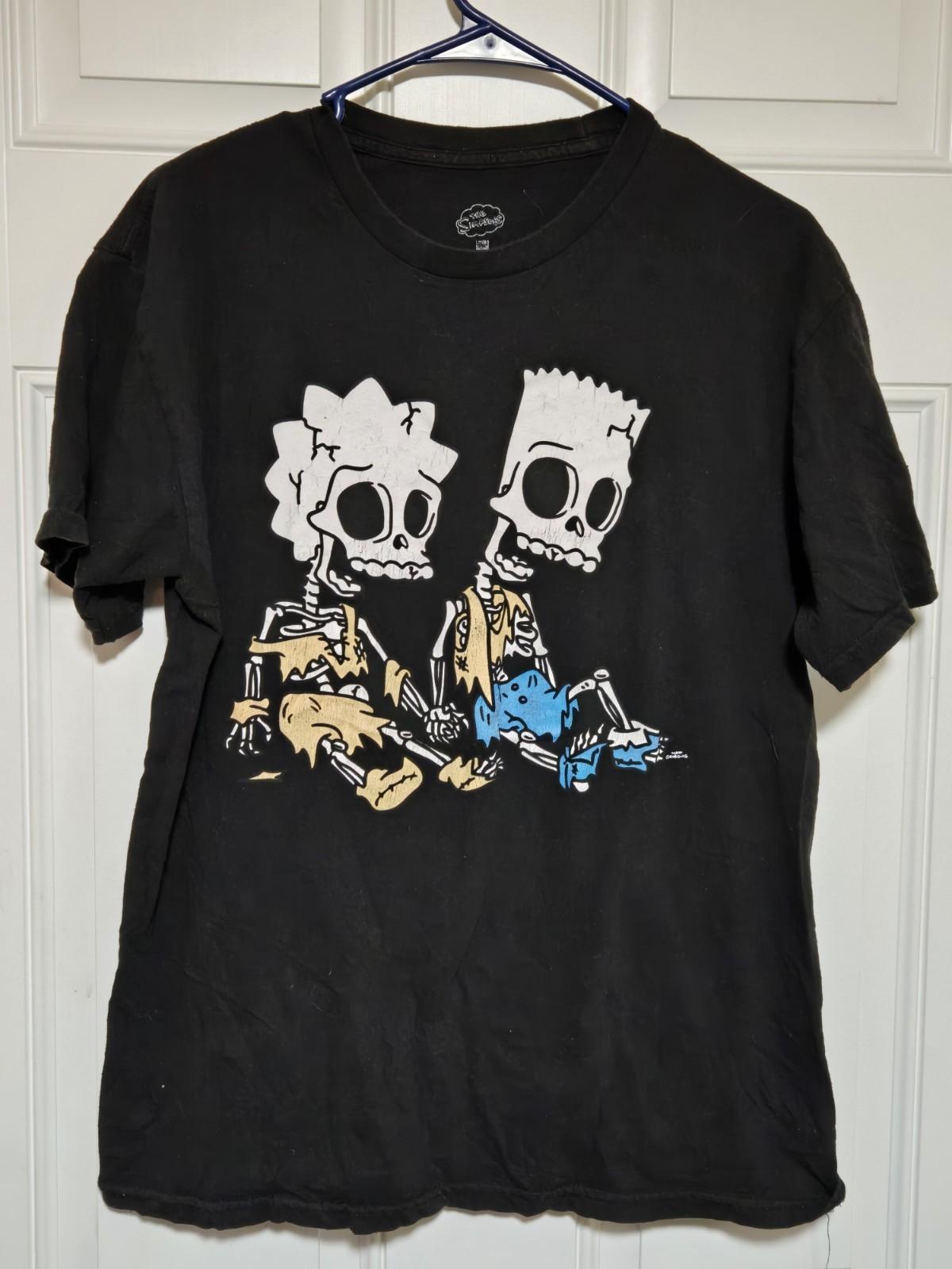 The Simpsons Bart Lisa Skeletons Treehouse of Horror Size Medium Black Unisex T-Shirt M
