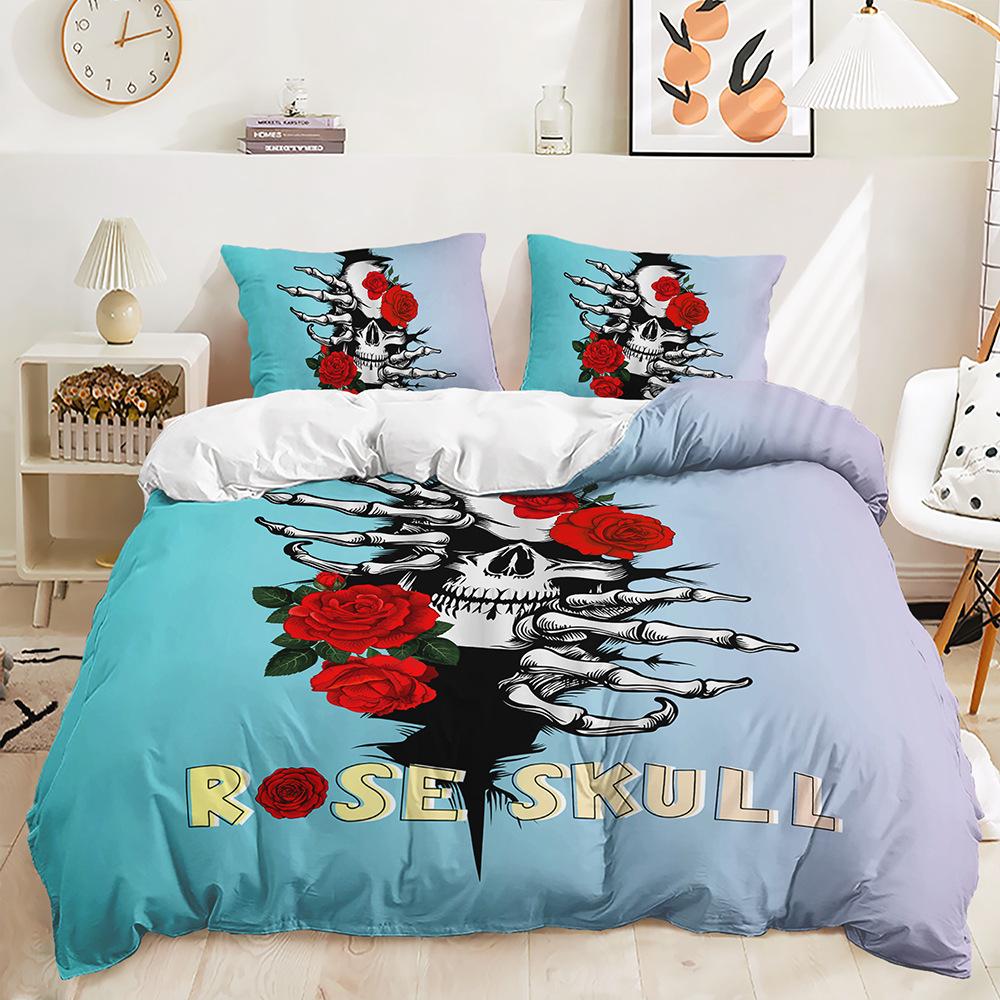 Three-Piece Quilt Cover Skull Two-Piece Bedding Set