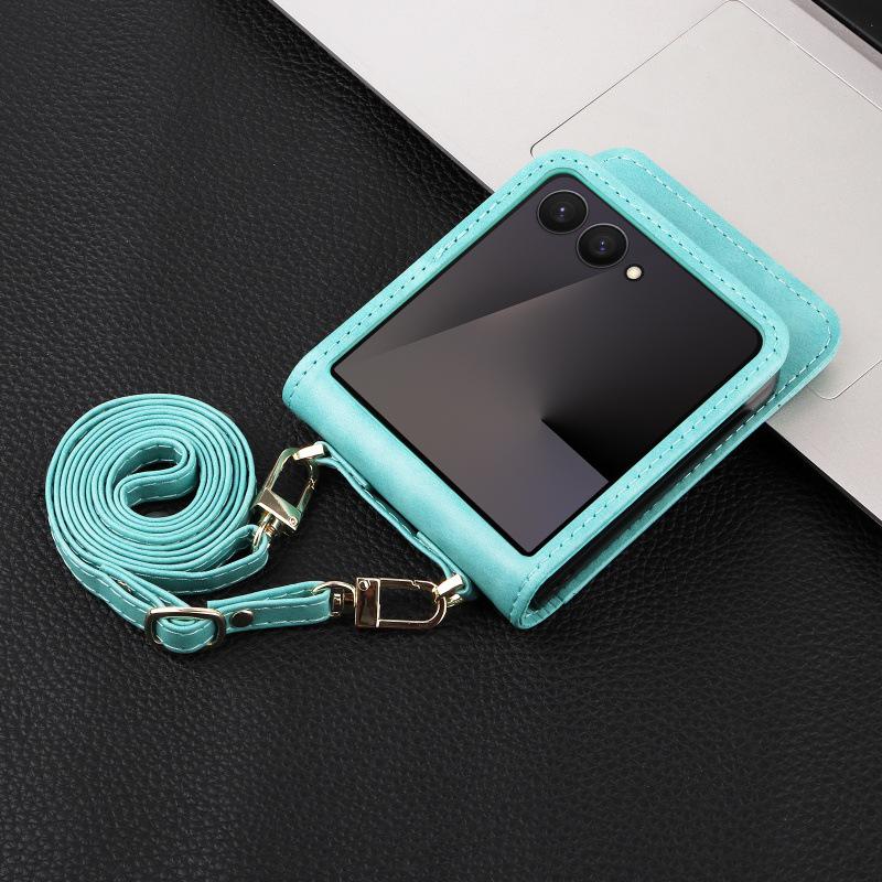 Leder Crossbody Tasche für Samsung Galaxy Z Flip 7/6/5/4 5G - Flip Phone Hülle für Damen