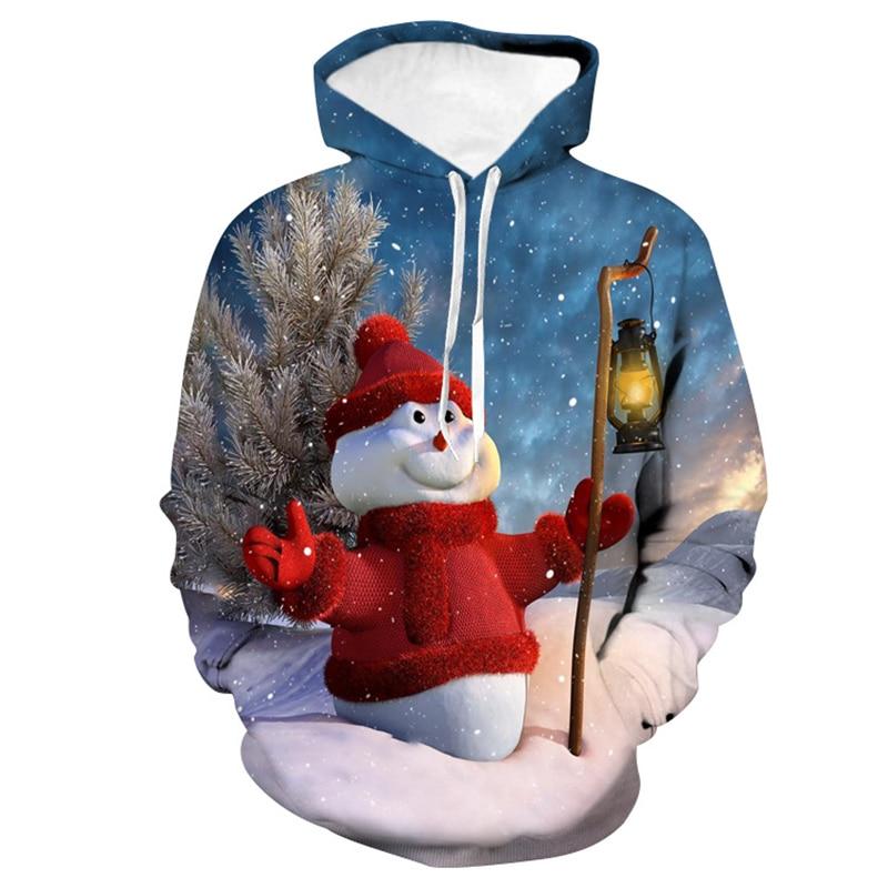 Doginthehole Men's Ugly Christmas Sweatshirt Hoodie - 3D Print Funny Xmas Novelty Pullover