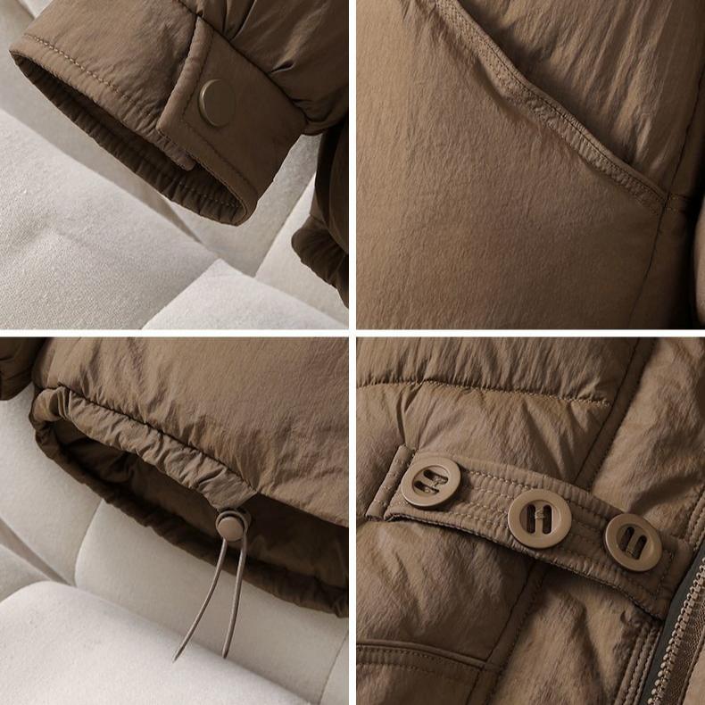 Winter Women Short Padded Coat Stand Collar Warm Three Button Chinese Style Jacket