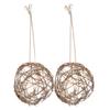 2 unidades de brinquedo para papagaios morderem, bola de rattan para pendurar, brinquedo de algodão para mastigar, acessórios para pássaros, 15 cm