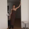 EcommaE UNBALANCED MAXI APRON (BROWN)