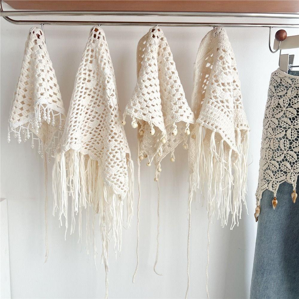 Countryside Style Hollow Out Lace Shawl Exotic Crochet Flower Scarves Elegant Fart Curtain Summer