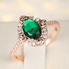 French Court-style Floral Ring with Green Cubic Zirconia Stones Retro-inspired, Vintage-style Accessories with a Touch of Understated Luxury