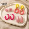 Modern Aesthetic Earring Jewelry 4 Pairs Chunky Statement Earrings for Women, Geometric Hollow Chain, C-shape Lightweight Drop Women Hoop, Heart,