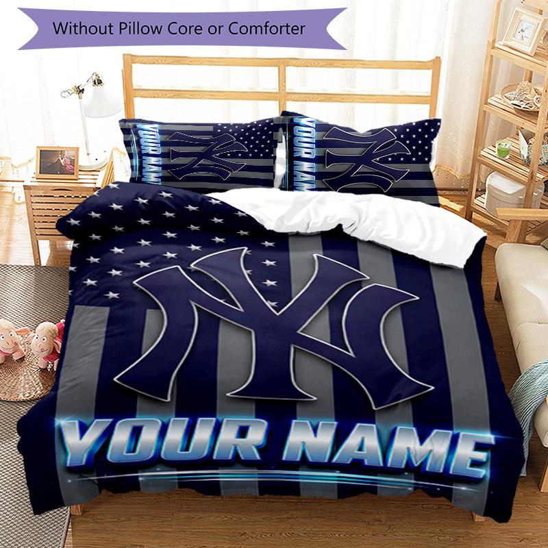 3pcs New York Yankees Cover Set - Personalized Name, HD Printed Bedding with 1 Cover and 2 Pillowcases - Perfect for Home Decor, Easy Care