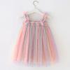 Girls Lace Dress Elegant Princess Party Dress Summer Little Girl Ruffled Vest Hollowed Out Short Skirt 3-10 Year Old Children's