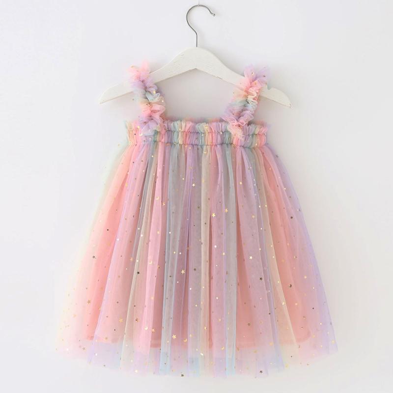 Girls Lace Dress Elegant Princess Party Dress Summer Little Girl Ruffled Vest Hollowed Out Short Skirt 3-10 Year Old Children's