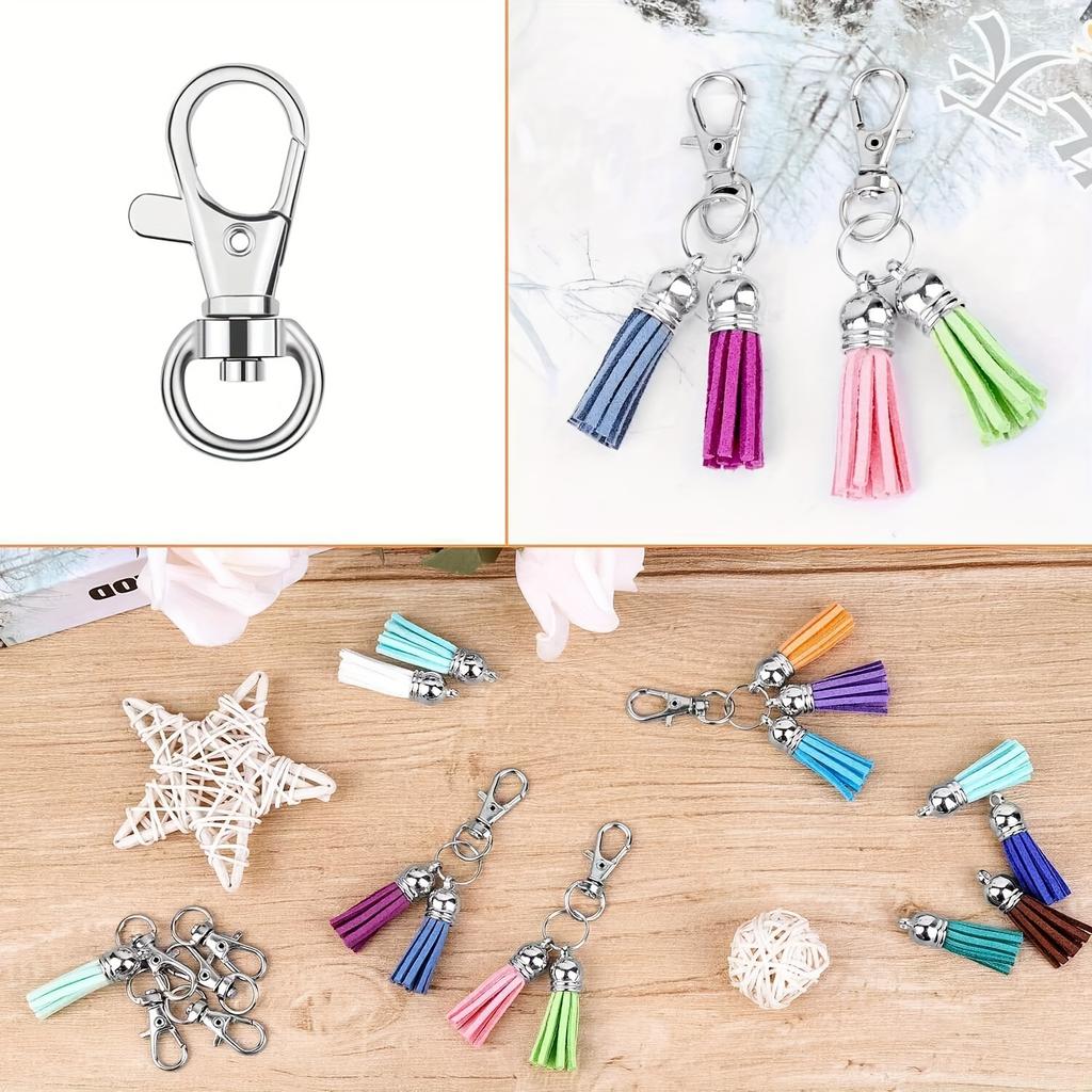 50 Key Chain Hooks with Key Rings, 25 Lobster Claw Rings + 25 Independent Key Rings for DIY Jewelry Making, Art Crafts
