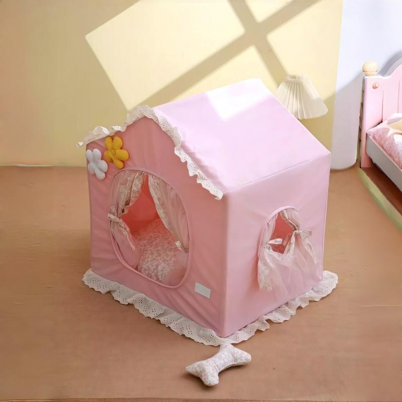 Aesthetic Rabbit Fur Pet Tent Enclosed Cat House for Indoor Skin-Friendly Kitten Bed Cozy Plush Cat Shelter Stylish Pet Hideout