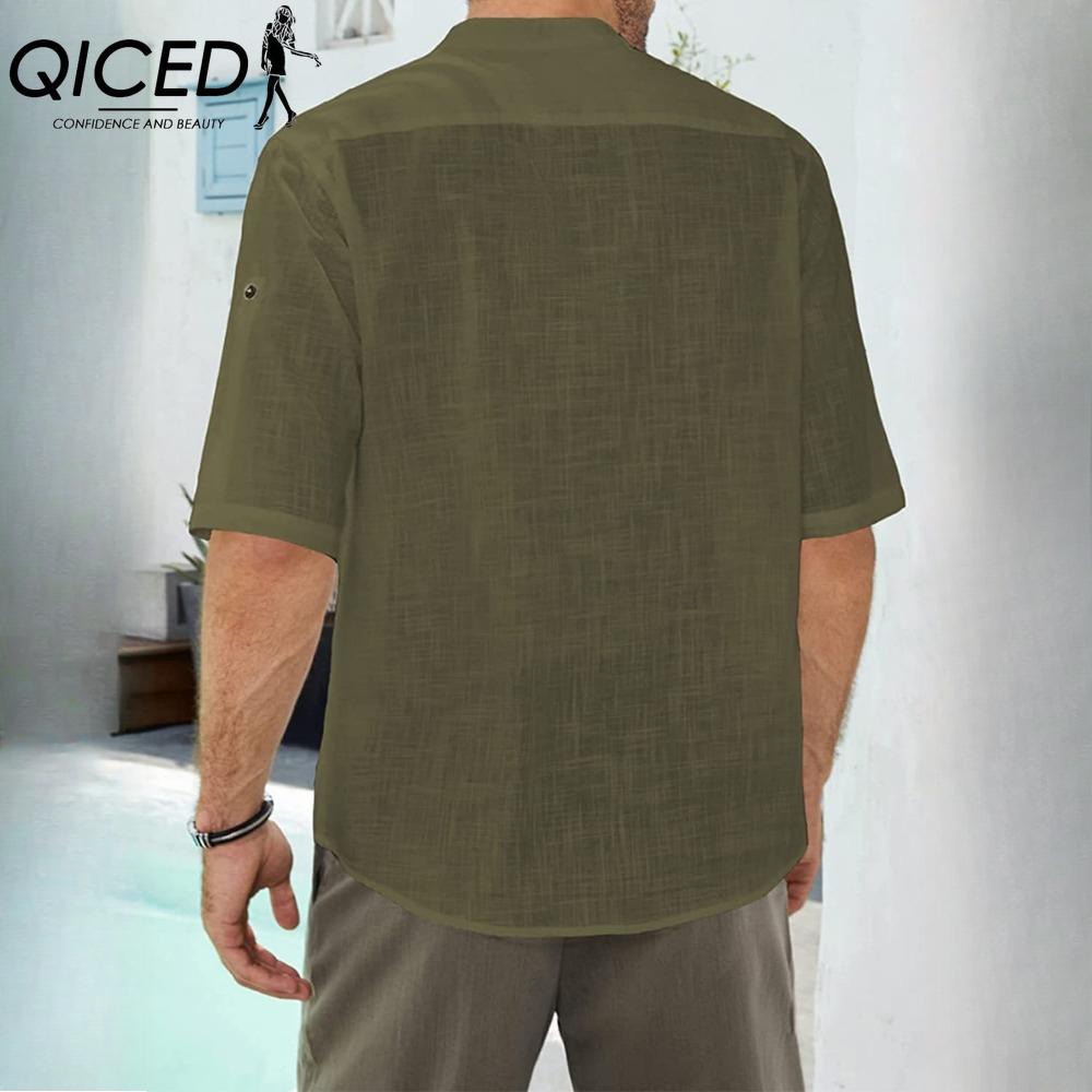 QICED Tricou cu mânecă scurtă din bumbac Cămașă cu jumătate de mânecă largi la modă pentru bărbați Cămașă compasiune imprimată