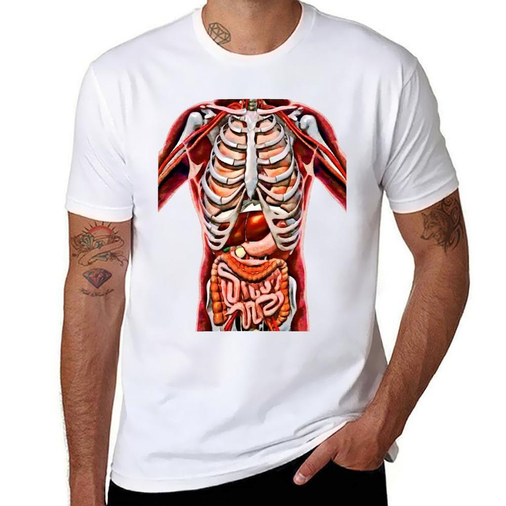 Internal Organs Huunisex Anatomy Skeleton Art Tshirt Casual Streetwear Short Sleeve Tee