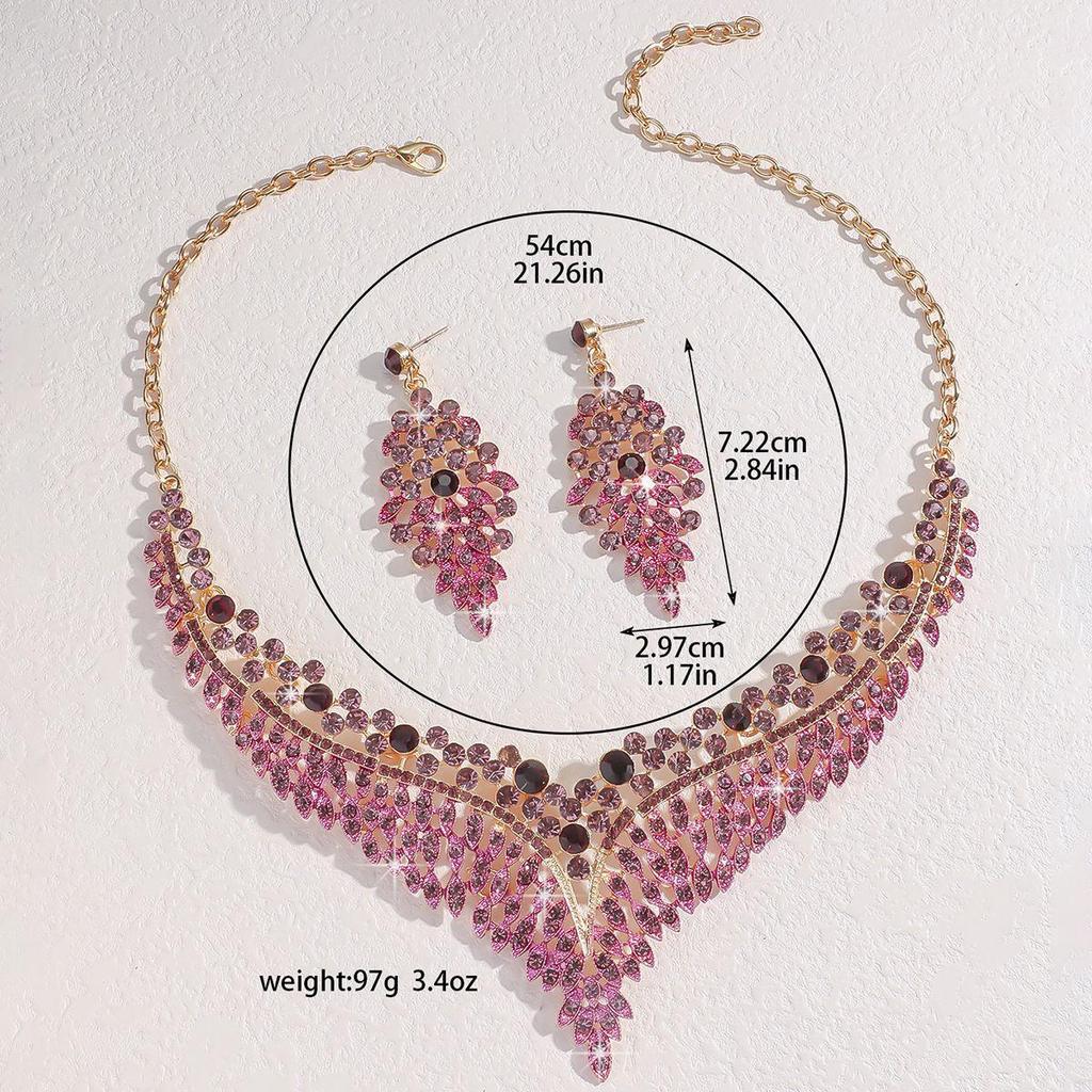 Exquisite Retro-Style Necklace & Earring Set: Vibrant and Elegant Design for Evening Banquets