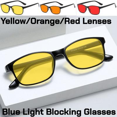 Men Women Watch Mobile Phones Blue Light Blocking Glasses Playing Computer Competitive Games Red/Yellow/Orange Lenses Goggles