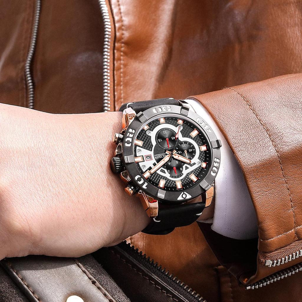 Megir 2021 Blue Mens Watches Top Brand Luxury Chronograph Sport Watch for Men Clock