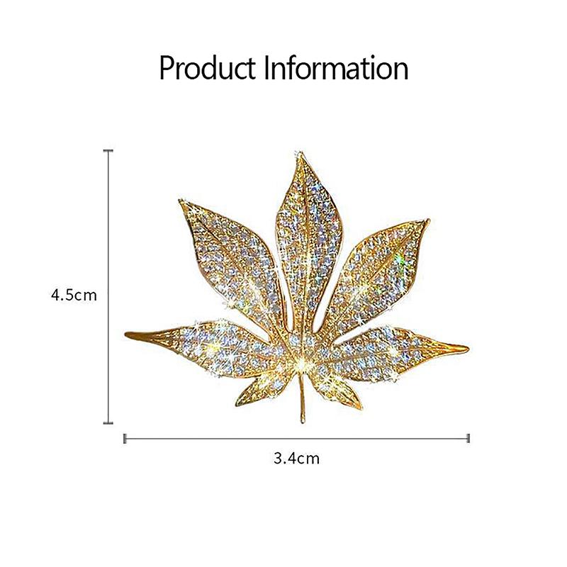 Flash Diamond Plant Maple Leaf Brooch Small Temperament Light Luxury Chest Simple Fashion Atmosphere Sense Of Accessories