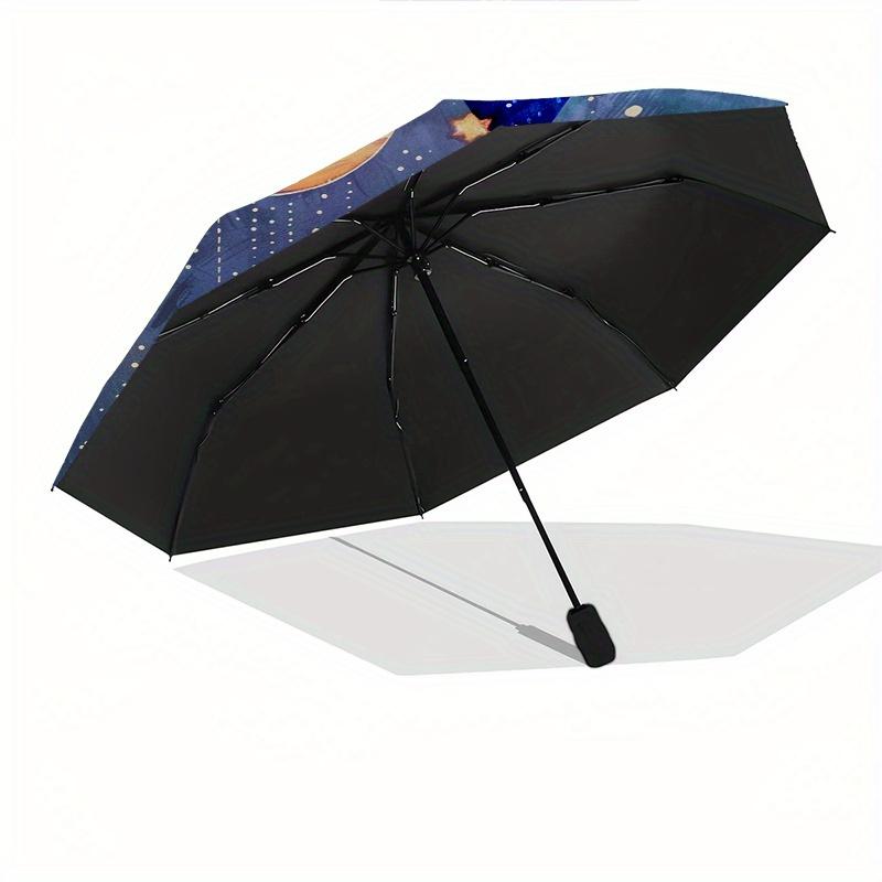 Planets, Space Theme Automatic Open/Close Umbrella, Portable 3 Fold Compact Umbrella for Men & Women, Valentine's Day Mother's Day Gift0725034