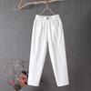 2025 Women’s Korean-Style Loose Straight-Leg Cotton Linen Pants – Summer Slimming Nine-Point Harem