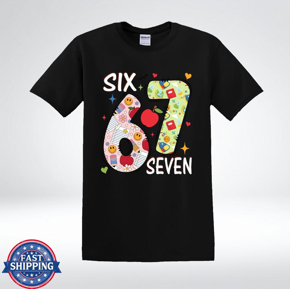 Cute 67 School Pattern Numbers Shirt T-Shirt