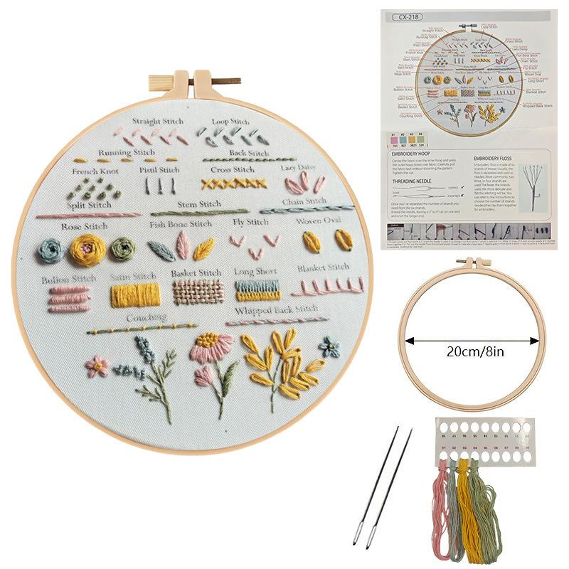 1set Beginner's Floral Embroidery Kit with English Embroidery Tutorial, Suitable for Beginners, DIY Embroidery Craft Material Kit