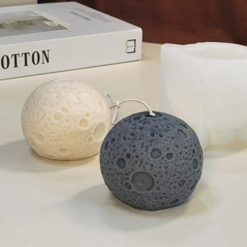 Candle Silicone Mould 3D Moon/Earth Shaped Epoxy Resin Mold for DIY Candle Making Handmade Crafts Home Decoration