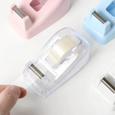 1Pc Morandi Color Tape Cutter Plastic Dispenser Office Desktop Holder Office Supplies Kawaii Eight Colors Available