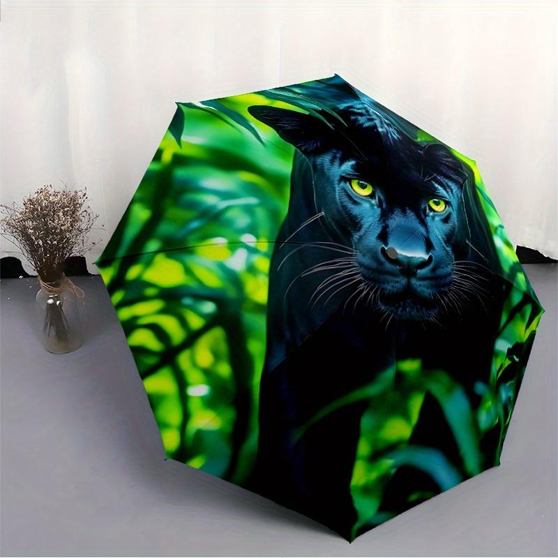1pc Black Panther Automatic Open/close Folding Umbrella, Compact Portable Travel Umbrella,Durable Construction yy250814136
