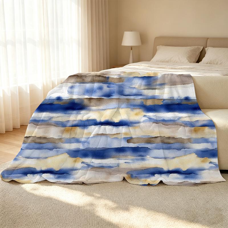 Thick Warm Flannel Throw Blanket | Abstract Watercolor Print | Soft & Cozy for Home Leisure, Guest Room Use, Christmas & Halloween