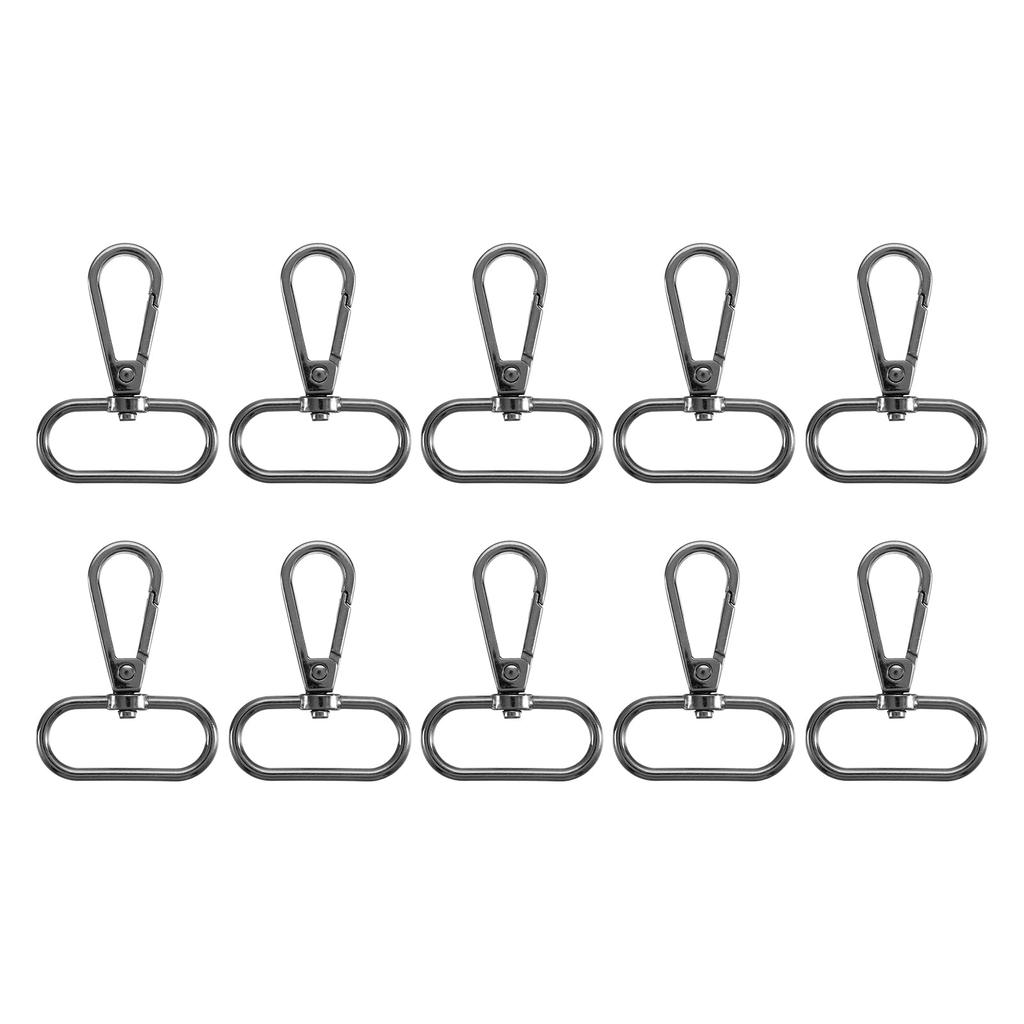uxcell 10-Piece Set Swivel Clasps with 1.25" Oval Rings, Lobster Clasps, Metal Push-Gate Snap Hooks for Wallet Making, Keychains, Belt Straps, Black