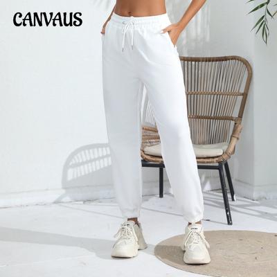 Women's Solid Color Padded Sweatpants Casual Athletic Jogging High Waisted Loose Drawstring Home Leisure Pant