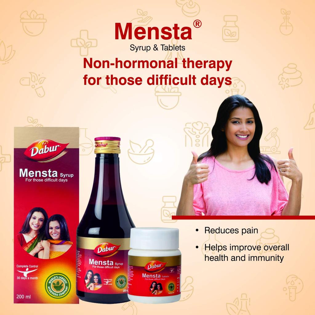 Dabur Mensta Syrup 200ML | Ayurvedic Support For Menstrual Cycle Balance, Comfort & Natural Wellness | Herbal Women’s Health Tonic